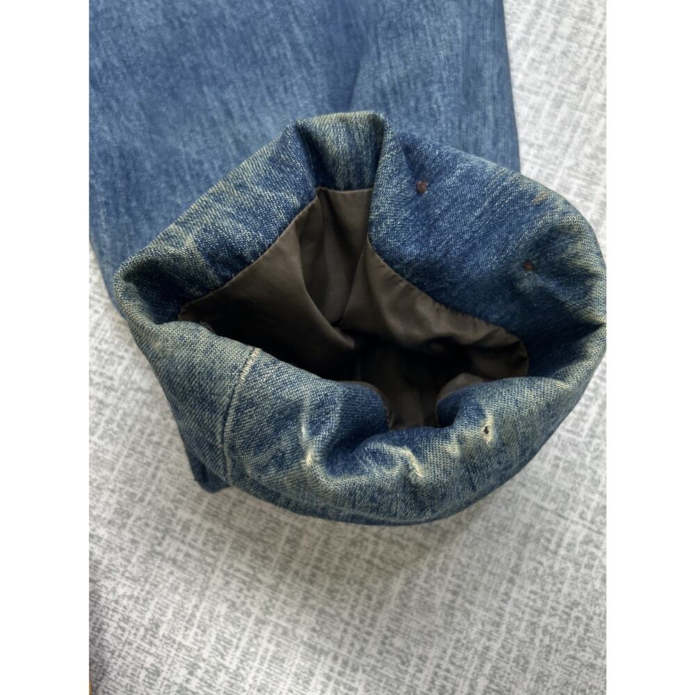 Vintage Lands End Denim Chore Barn Coat Womens XL Leather Collar Jacket Lined - Picture 10 of 10